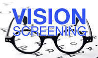Pair of glasses with the text- Vision Screening 