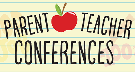 Parent teacher conference banner with apple 
