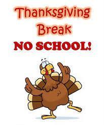 Thanksgivng week Schedule--No School
