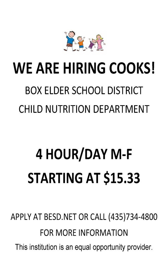 Hiring Cooks at BESD flyer